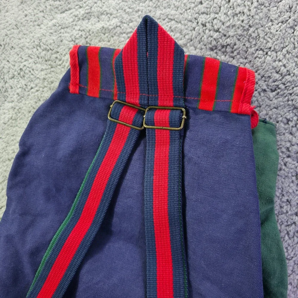 Moni Accessories Vintage Colorblock Canvas Backpack Navy Green Red Striped Strap